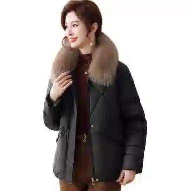 雅鹿 加厚毛领合身中长款长袖羽绒服 女款