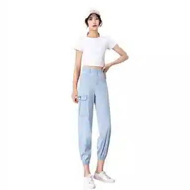 恒源祥 高腰束脚九分哈伦休闲裤 女款