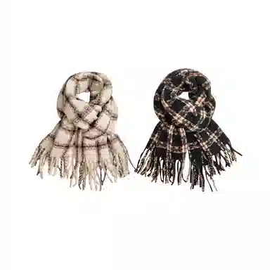 匹克 时尚系列 文艺小清新流苏冬季保暖两用 绒线围巾 男女同款情侣款 米白色 黑色