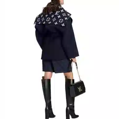 Louis Vuitton SS23 Logo Wrap Coat Navy
