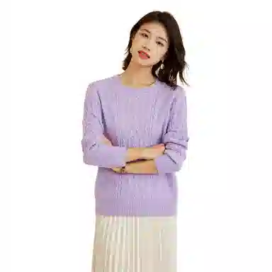 恒源祥 纯色绞花多巴胺减龄羊绒衫 女款