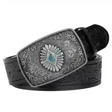 Emperor Penguin Classic Floral Buckle Leather Belt