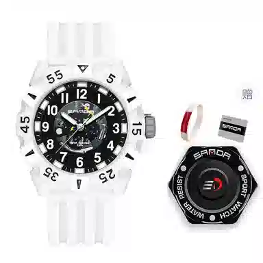 三达新款户外运动百搭石英机芯数字式防水黑色表盘男女同款学生手表国表