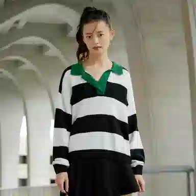 森马 宽松撞色套头长袖针织衫 女款