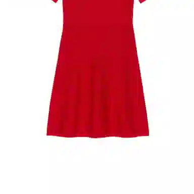 镂空羊毛短袖连衣裙 女款 红色