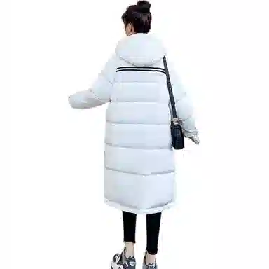 鸭鸭 字母贴标连帽休闲长款羽绒服 女款