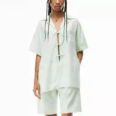 Alexander Wang Jacquard Collar Short Sleeve Shirt