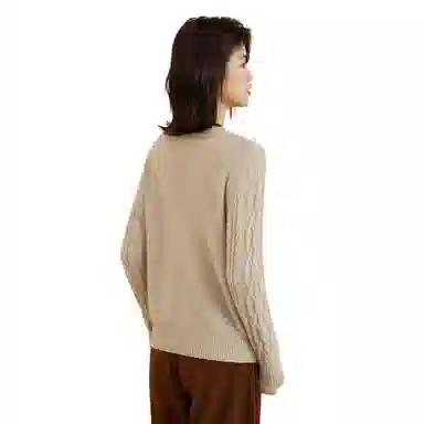 恒源祥 纯色绞花多巴胺减龄羊绒衫 女款