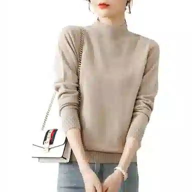 恒源祥 半高领套头打底纯色毛衣 女款