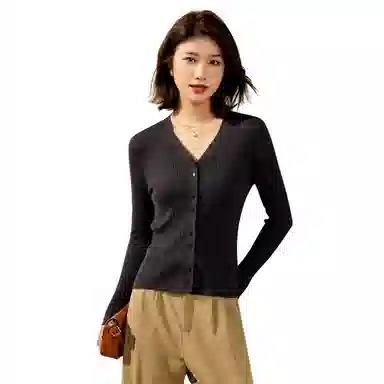 恒源祥 纯色休闲长袖针织衫 女款