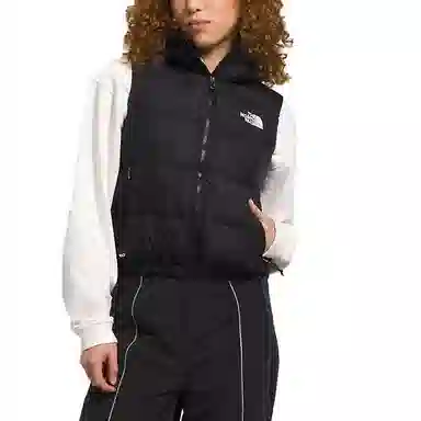 The North Face Logo Print Zip Hoodie Vest Black