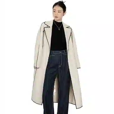 美洋 休闲撞色线条风衣 女款