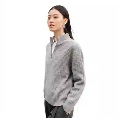 恒源祥 纯色立领宽松长袖毛衣 男女同款