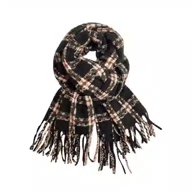 匹克 时尚系列 文艺小清新流苏冬季保暖两用 绒线围巾 男女同款情侣款 米白色 黑色