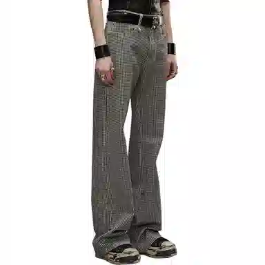 R13 FW24 Houndstooth Flare Jeans Black