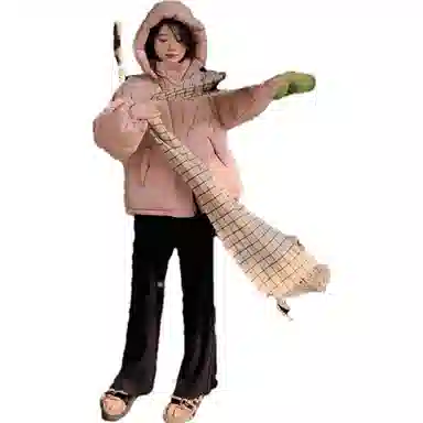 花栗鼠小姐 纯色竖条纹针织休闲裤 女款