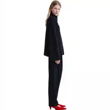 TOTEME FW23 Ribbed Turtleneck Sweater Navy