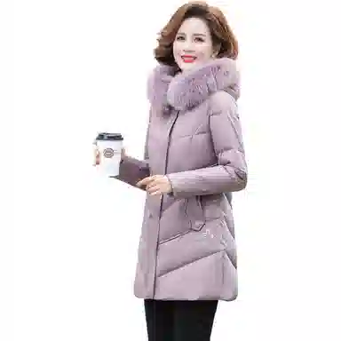 鸭鸭 时尚简约连帽长款羽绒服 女款