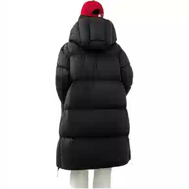 鸭鸭 纯色中长款加厚羽绒服 女款 黑色