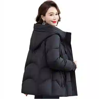 雅鹿 纯色中长款连帽舒适休闲长袖羽绒服 女款