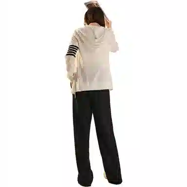 美洋 纯色收腰直筒休闲裤 女款 黑色