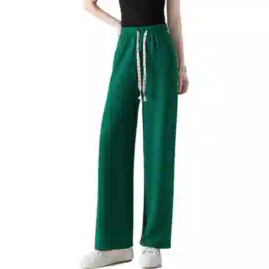 【dme】 纯色系带高腰阔腿休闲裤 女款 绿色