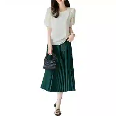 【dme】 纯色圆领短袖衬衫 女款 米白