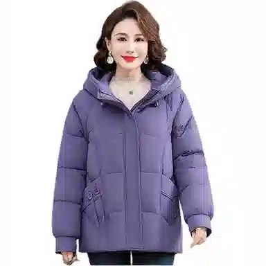 雅鹿 纯色中长款连帽舒适休闲长袖羽绒服 女款