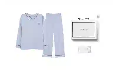 歌倩雅 带胸垫防凸点舒适家居服睡衣礼盒 女款 浅蓝色