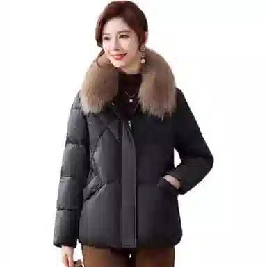 雅鹿 加厚毛领合身中长款长袖羽绒服 女款