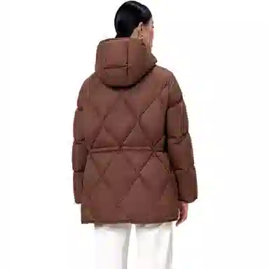 坦博尔 抽绳收腰中长连帽羽绒服 女款