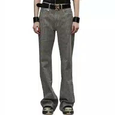 R13 FW24 Houndstooth Flare Jeans Black