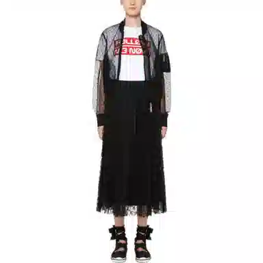 RED VALENTINO Transparent Zip-Up Jacket Black
