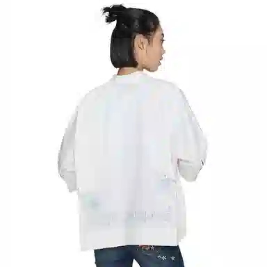 鬼洗 纯色纽扣七分宽松短袖衬衫 女款