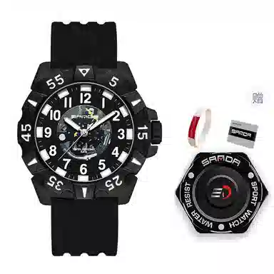 三达新款户外运动百搭石英机芯数字式防水黑色表盘男女同款学生手表国表