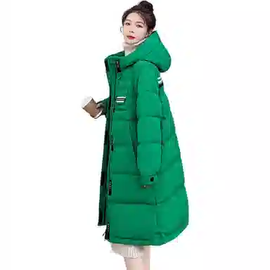 鸭鸭 字母贴标连帽休闲长款羽绒服 女款