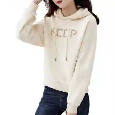 【dme】 字母印花连帽休闲长袖卫衣 女款 米白
