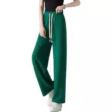 【dme】 纯色系带高腰阔腿休闲裤 女款 绿色