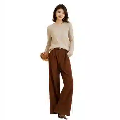 恒源祥 纯色绞花多巴胺减龄羊绒衫 女款