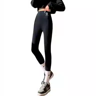 惟熙 九分纯色高腰修身打底裤 女款 黑色