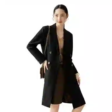 恒源祥 纯色双排扣中长款休闲西装 女款