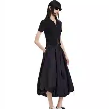 太平鸟 拼接花苞舒适休闲长裙 女款