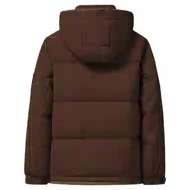 雅鹿 中长款纯色连帽简约舒适通勤时尚羽绒服 男女同款