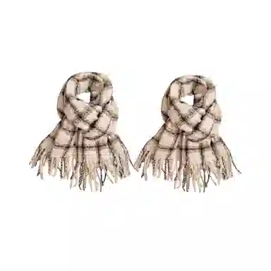 匹克 时尚系列 文艺小清新流苏冬季保暖两用 绒线围巾 男女同款情侣款 米白色 黑色