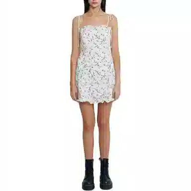 NOT YOUR ROSE Frill Mini Dress Ivory