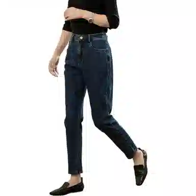 善己 休闲显瘦设计感牛仔裤 女款 牛仔蓝