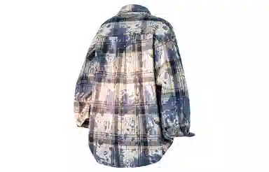 王者荣耀 鲁班七号星空梦想款 美式复古简约撞色字母刺绣口袋多彩斑驳格纹轻薄透气宽松小衫休闲高级感翻领长袖衬衫 男女同款