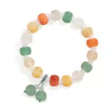 【普陀山官方已祝福】 普陀山文创 多宝彩色金丝南瓜平安转运佛珠手把件 金丝玉 手串 女款