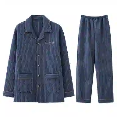 兰缪 加厚保暖亲肤长袖长裤家居服睡衣套装 男款 藏青色