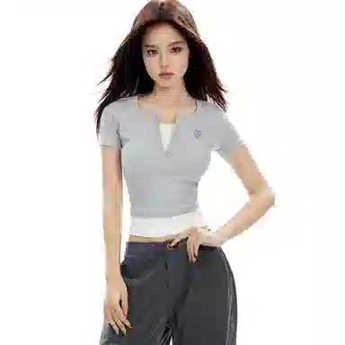 APEA V-Neck Layered T-Shirt Slim Fit